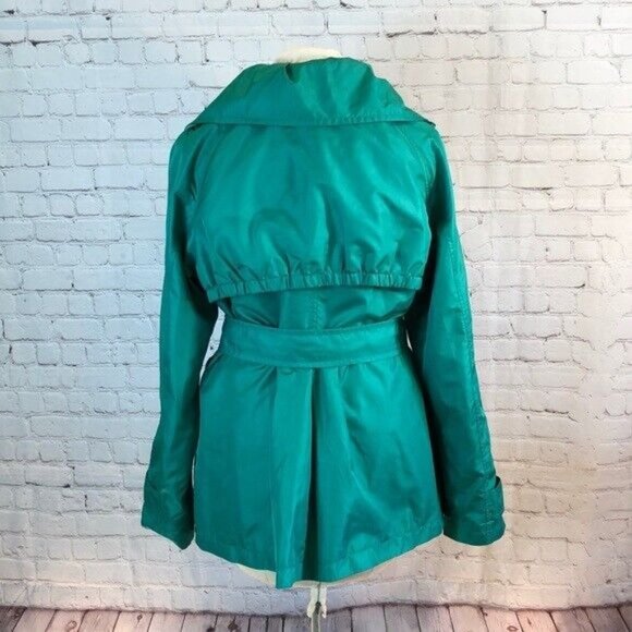 Centigrade Outerwear Coat Green Big Ruched Collar has Belt Button Coat XL - Picture 3 of 10